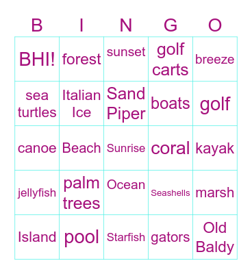 BHI bingo time Bingo Card