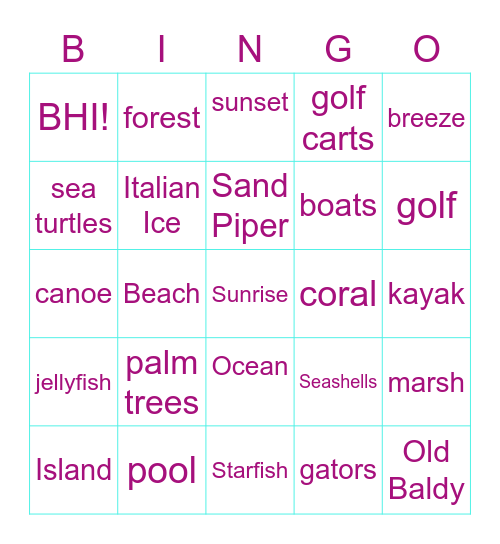 BHI bingo time Bingo Card