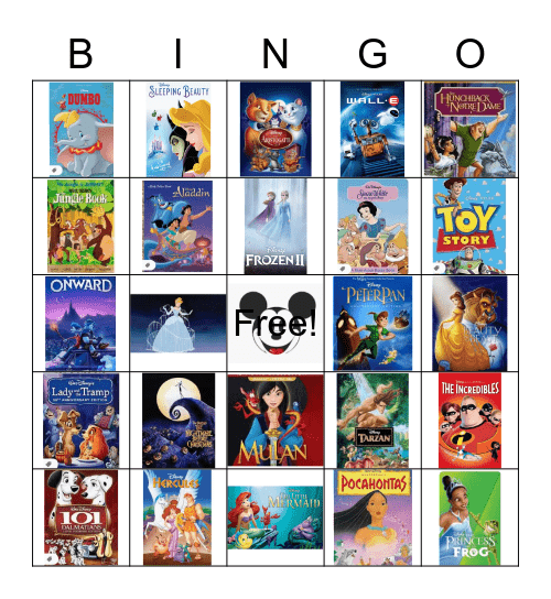 Disney Singo Bingo Card