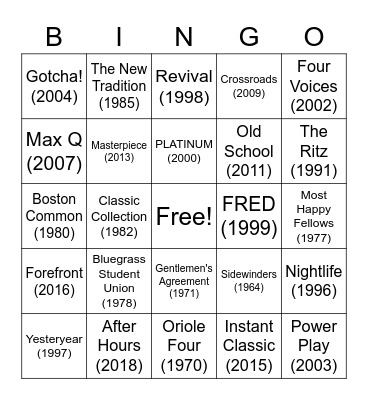 Barbershop Bingo Card