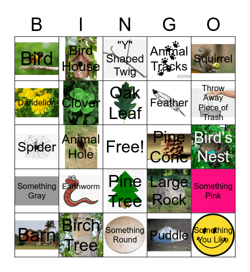 Nature Scavenger Bingo Card