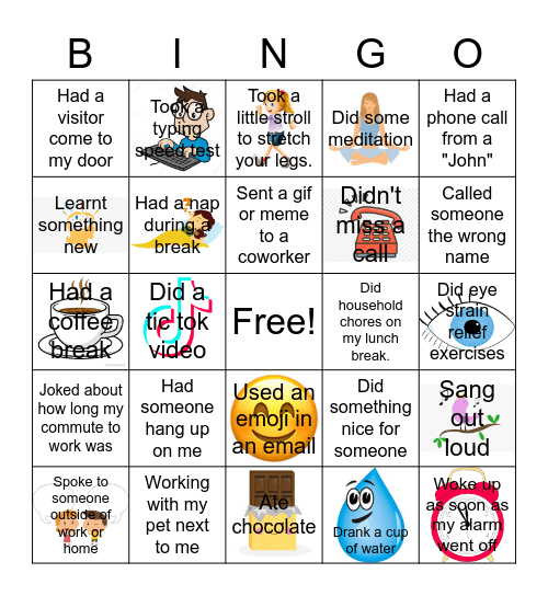 SITS Working From Home Bingo Card