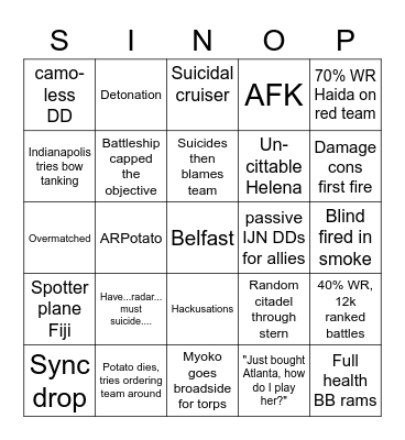 WOWS T7 Bingo Card