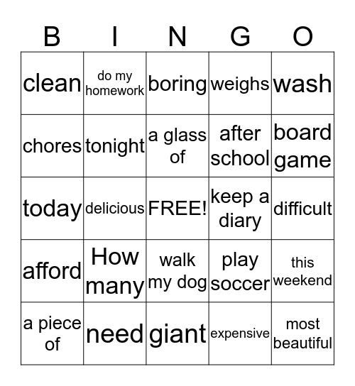 Speaking Cue 2 Bingo Card