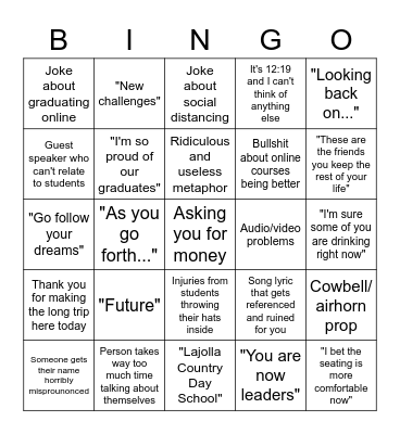 Graduation Bingo! Bingo Card