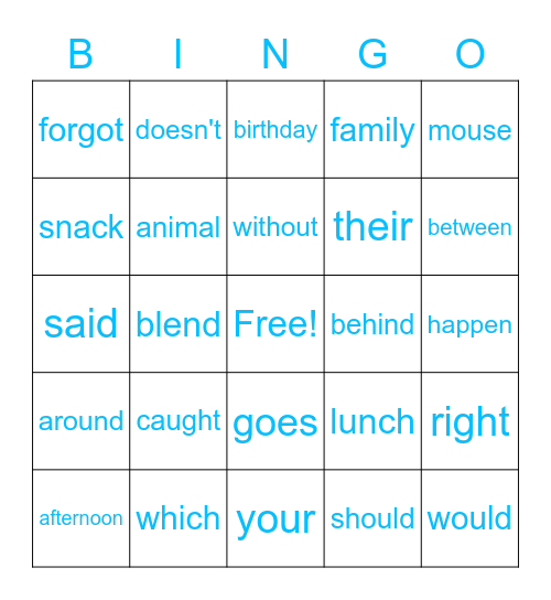 Reading Club Bingo Card