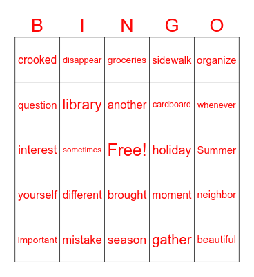 Reading Club Bingo Card