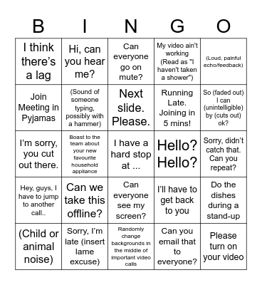 Teams Call Bingo Card