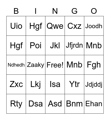 Eid fun Bingo Card