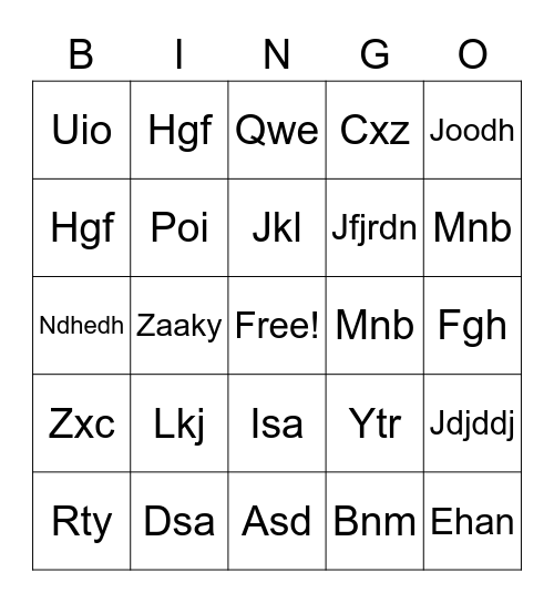 Eid fun Bingo Card