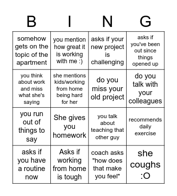 Coaching Bingo Card