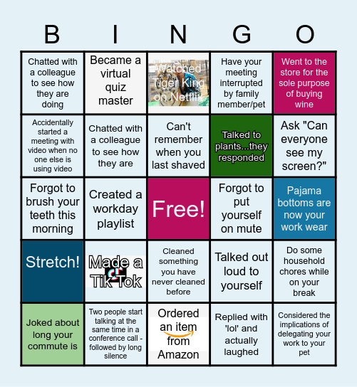 Remote Work Bingo Card