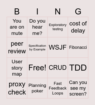 Training test Bingo Card