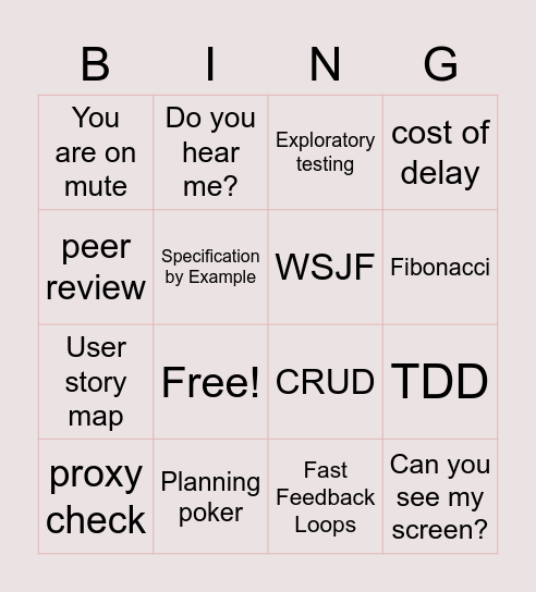 Training test Bingo Card