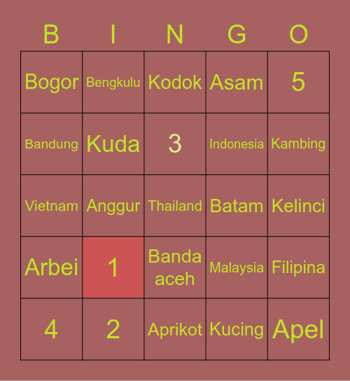 Daffin ganteng Bingo Card