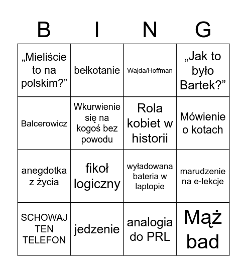 gownogownogowno1 Bingo Card