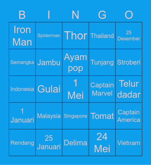 DITA Bingo Card