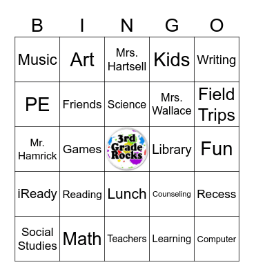 3rd Grade Bingo Card