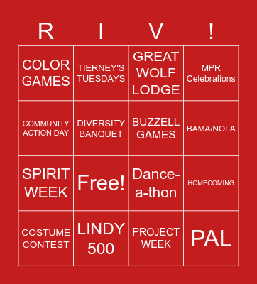 RIVERDALE MS BINGO!! Bingo Card