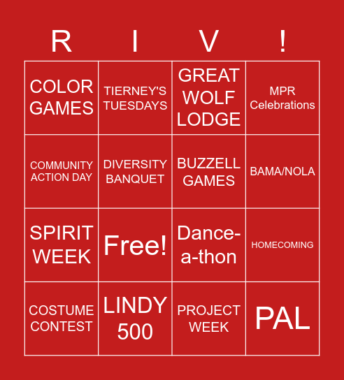 RIVERDALE MS BINGO!! Bingo Card