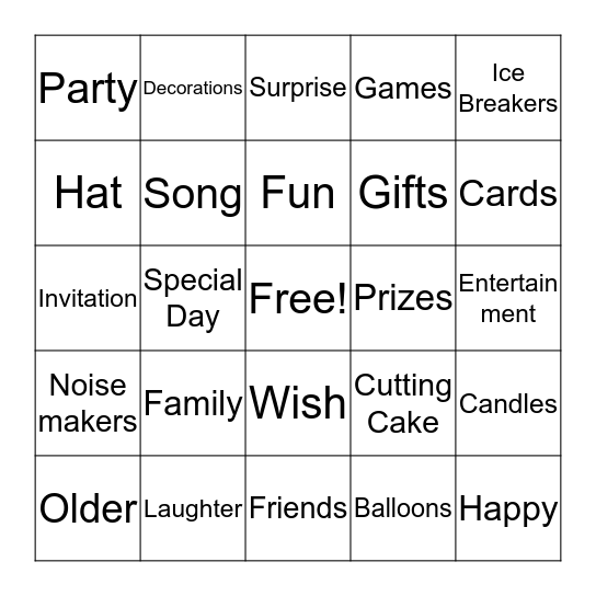 BIRTHDAY BINGO - DOROTHY GAULDIN Bingo Card
