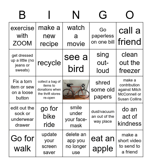 Pandemic Bingo Card