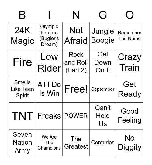 Stadium Anthems You Miss RN Bingo Card