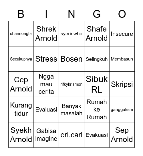 Seulgi’s Bingo Card
