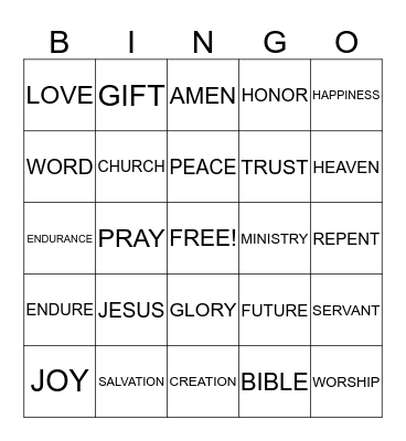 TO GOD BE THE GLORY Bingo Card