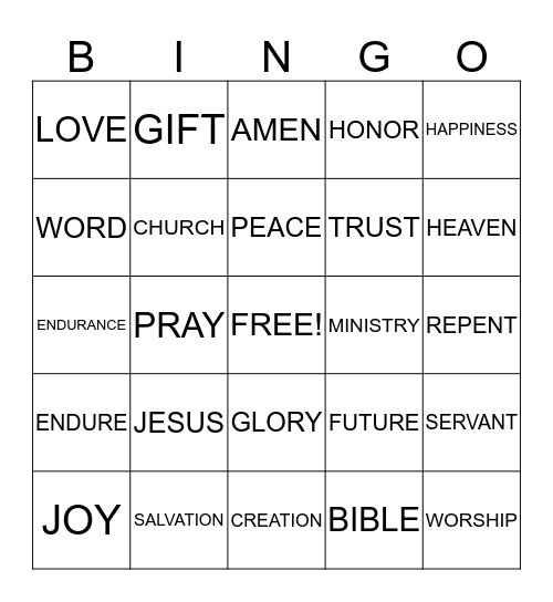 TO GOD BE THE GLORY Bingo Card