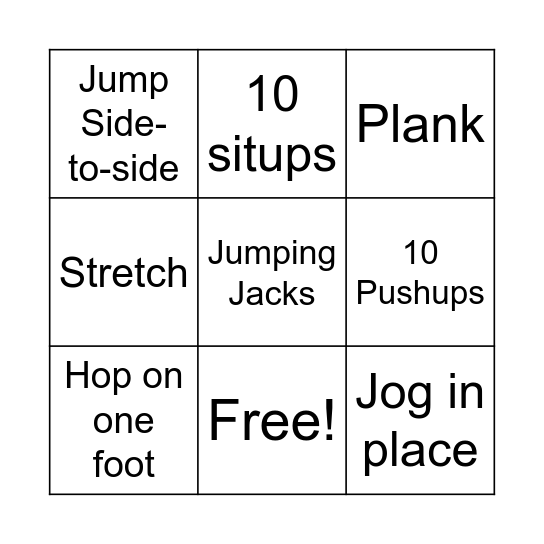 MOVEMENT BINGO! Bingo Card