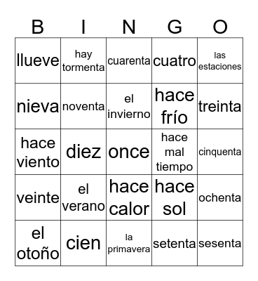 El Tiempo Bingo Card