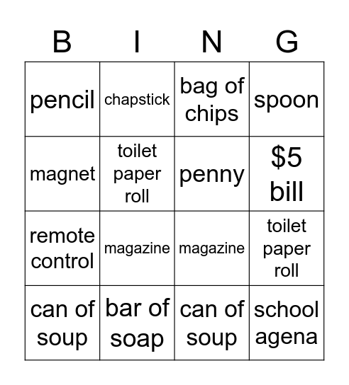 End of the Year Scavenger Hunt Bingo Card