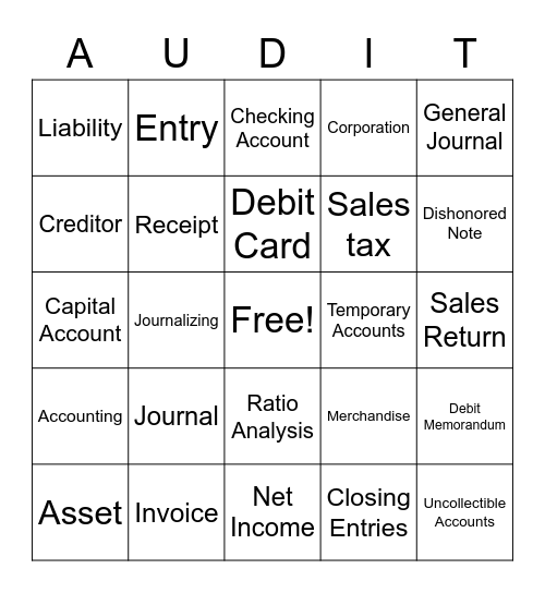 Accounting Bingo Card