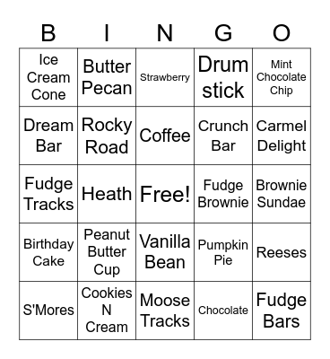 Ice Cream Flavors Bingo Card