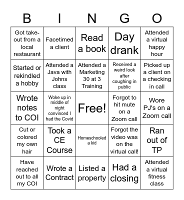 Coleman Corona Bingo Card