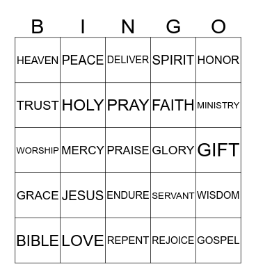 TO GOD BE THE GLORY Bingo Card