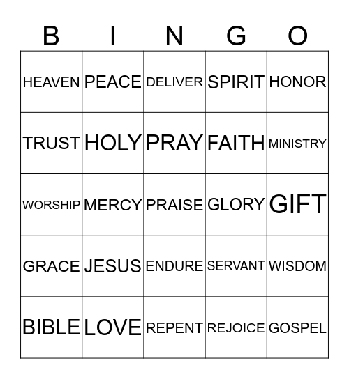 TO GOD BE THE GLORY Bingo Card