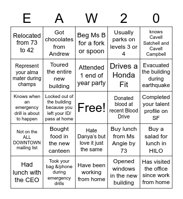 GK EAW BINGO Card