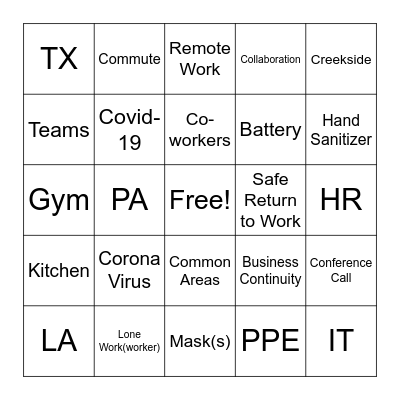 HSER Bingo Card