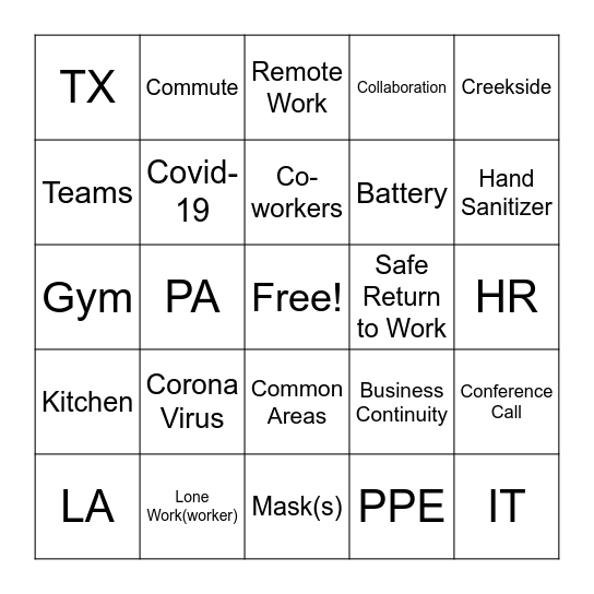 HSER Bingo Card