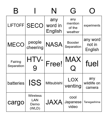 Last H-IIB Launch Bingo Card