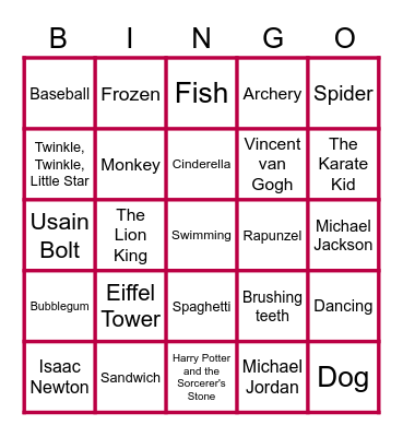 RAJU Bingo Card