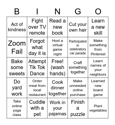 QUARANTINE BINGO Card