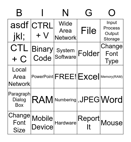 1st Six Weeks Review Bingo Card