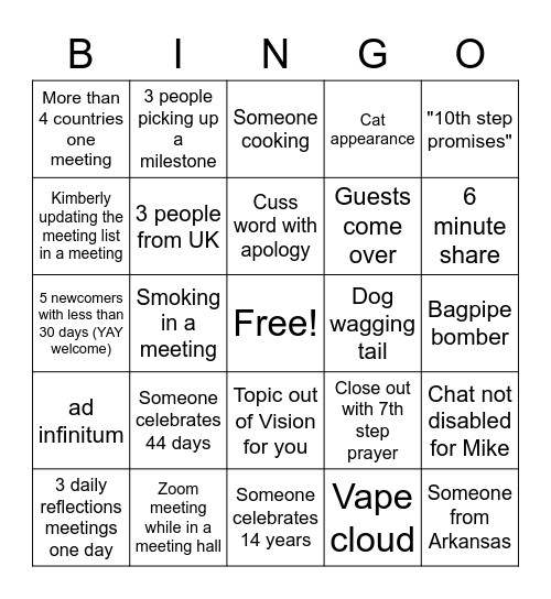 Zoom Bingo for Memorial Day Weekend Bingo Card