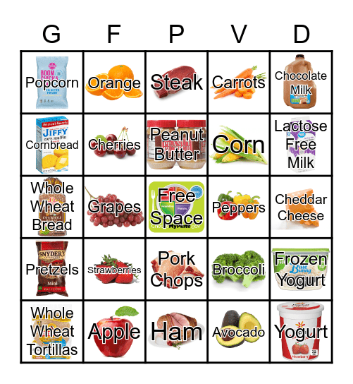 My Plate Bingo Card