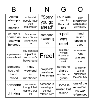 World Language - Tacoma Bingo Card