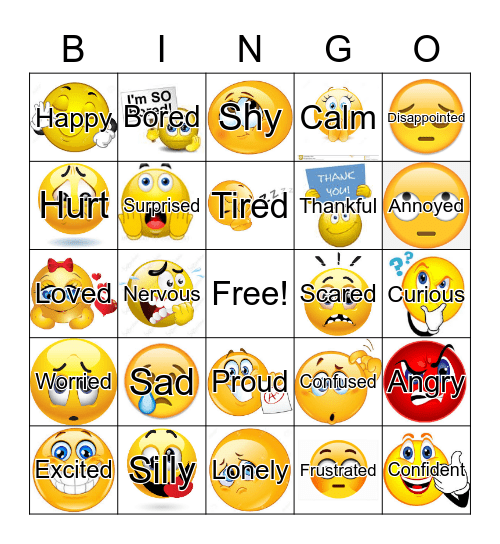 Feelings Bingo Card