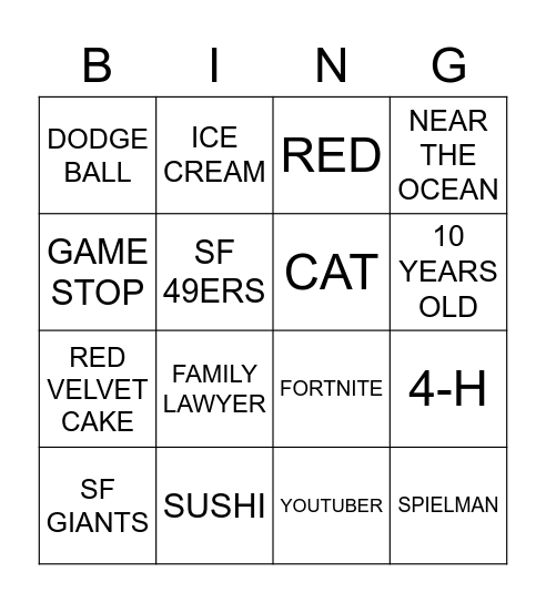 Taylor's Birthday Bingo Card